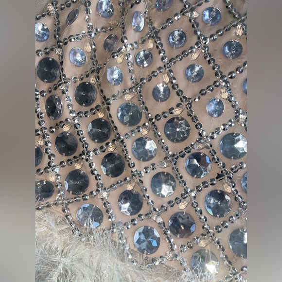 ASOS Luxe halter dress - sparkly, corset boning with feather trim - Picture 5 of 8